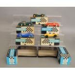 5 boxed vintage 1960's Scalextric slot cars including Lister Jaguar, Cooper, BRM, Aston Martin and