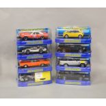 8 boxed Scalextric slot cars, which includes; #C3418 Mercury Cougar, #C3044 1969 Dodge Charger Dukes