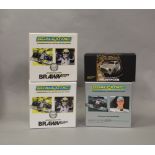 4 boxed Scalextric slot cars including 2 x C3047A Jenson Button Brawn BGP001 and C3148A Michael