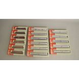 HO Gauge. 17 boxed Frateschi Coaches including Pennsylvania Railroad 2605, 2606, 2 x 2610 and 2 x