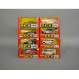 8 boxed slot car models by SCX, which includes; Porsche 953 #83350 Subaru Impreza #83580.20 etc(8).