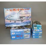 9 boxed Amodel plastic model Aircraft kits in 1:72 scale, including fixed wing aircraft and