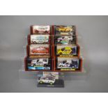 9 boxed slot car rally models by Scalextric, including; Bathurst Cosworth #SC474, Team Lancia with