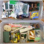 A very good quantity of vintage unboxed Scalextric and other  Accessories, including barriers,