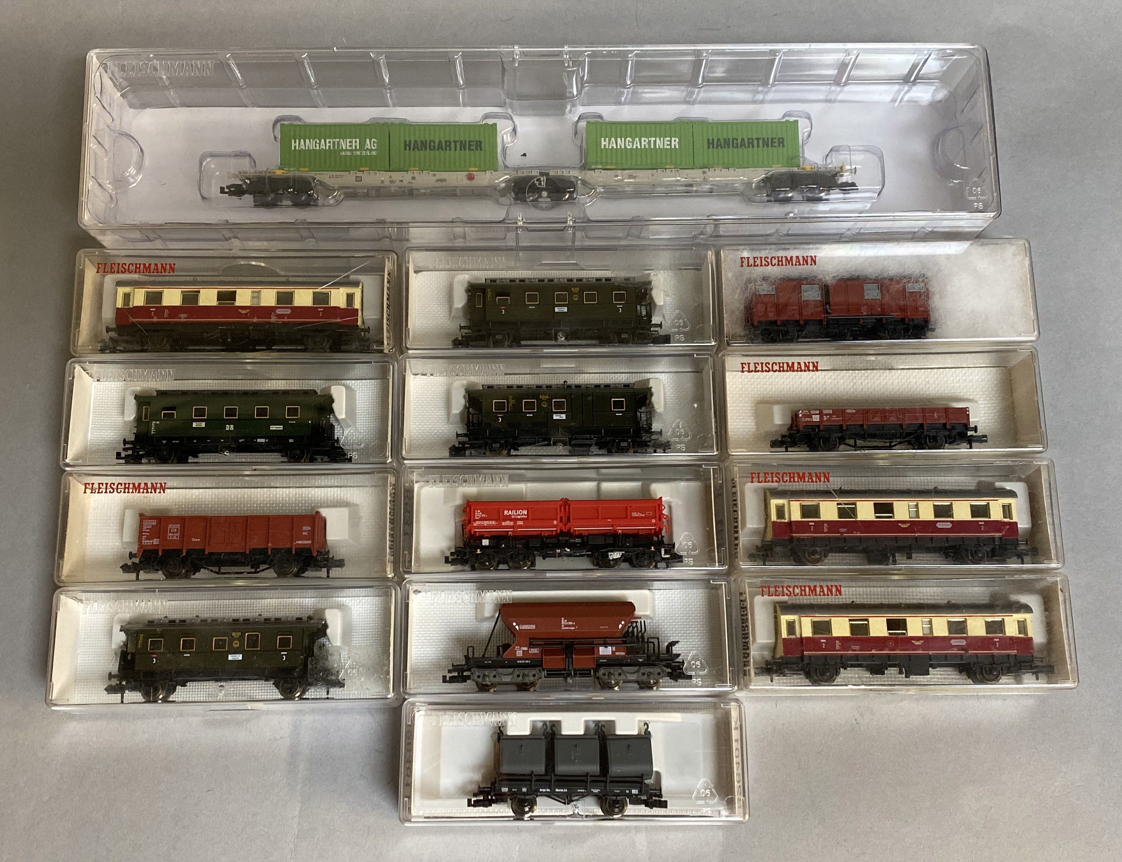 Ex-Shop Stock N Gauge Fleischmann Rolling Stock inc. 825305 4 Container load and 13 assorted Wagons