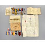 A WW1 1915 medal trio to 'A.E TODD J 22558 ORD R.N.' with an attached Royal Navy long service