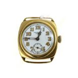 J.W BENSON - A gents 9ct mechanical J.W.Benson watch head, import H/M Glasgow 1936, movement