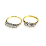 An 18ct H/M diamond set ring, together with another diamond ring stamped 18ct & platinum, approx