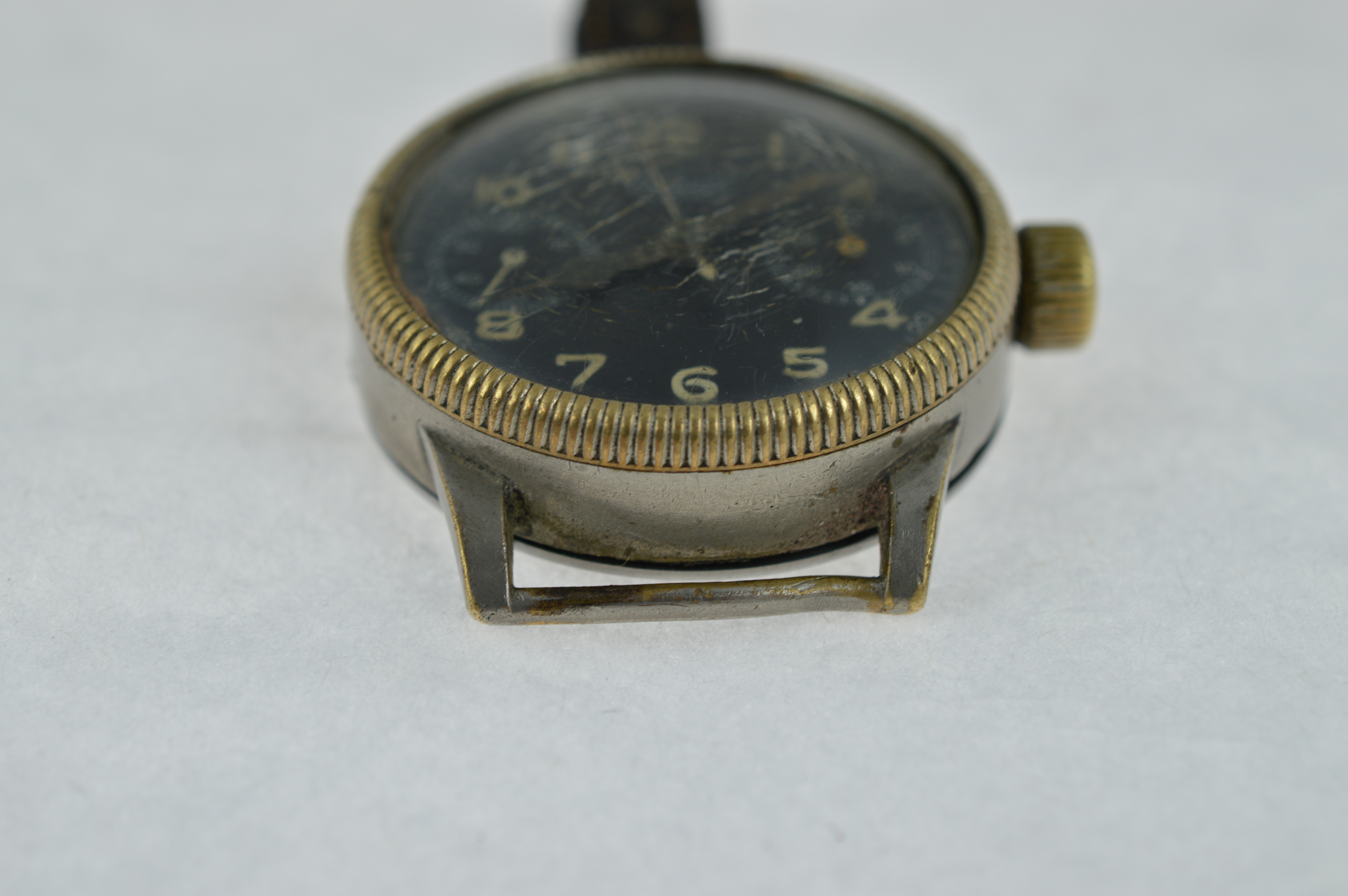 A rare gents German military Hanhart pilots wristwatch, with subsidiary dials for seconds & minutes, - Image 5 of 8