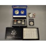 A boxed quantity of uncirculated American silver coins to include 1885 Dollar, $1 fine silver eagle,