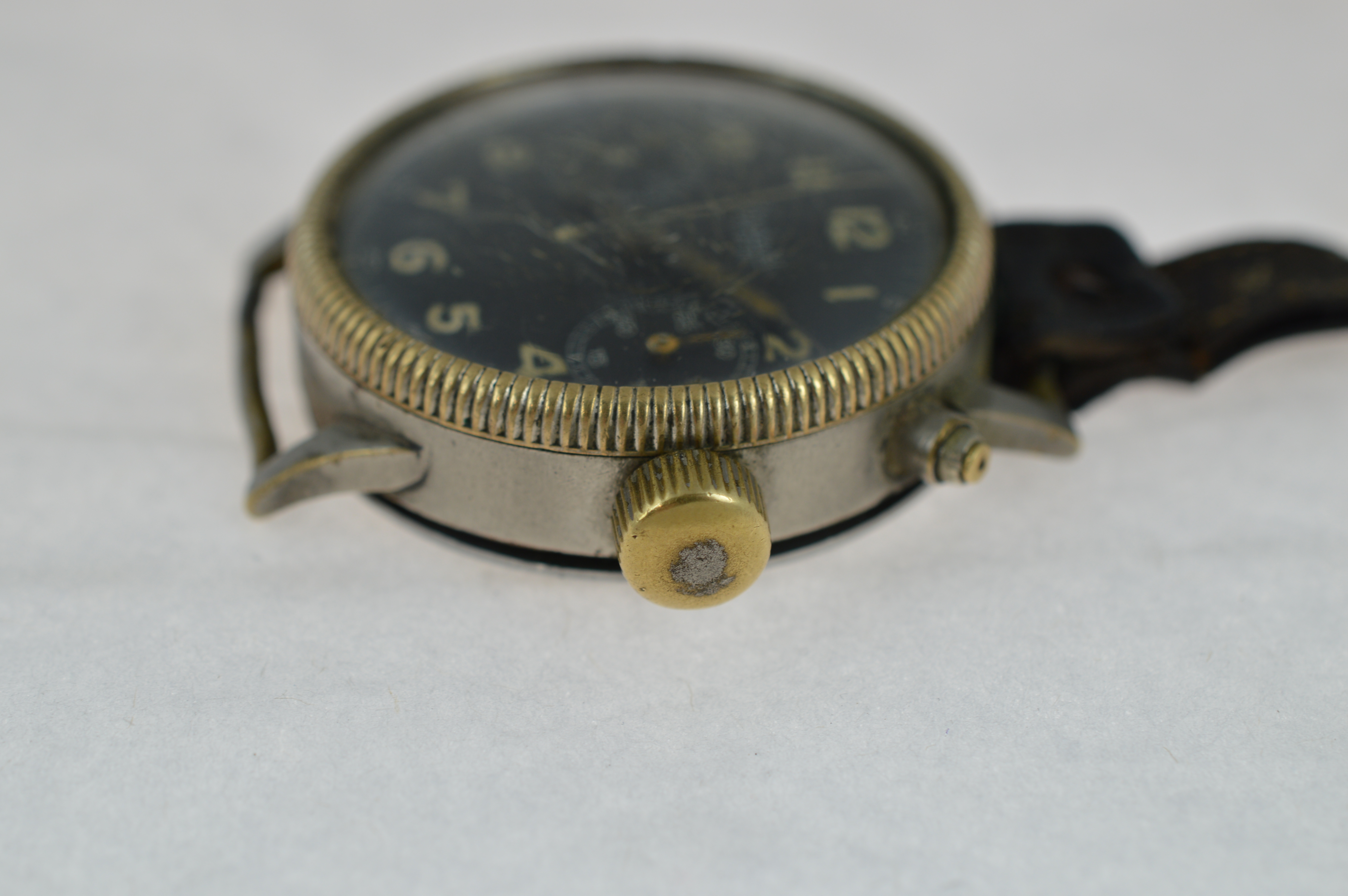 A rare gents German military Hanhart pilots wristwatch, with subsidiary dials for seconds & minutes, - Image 3 of 8