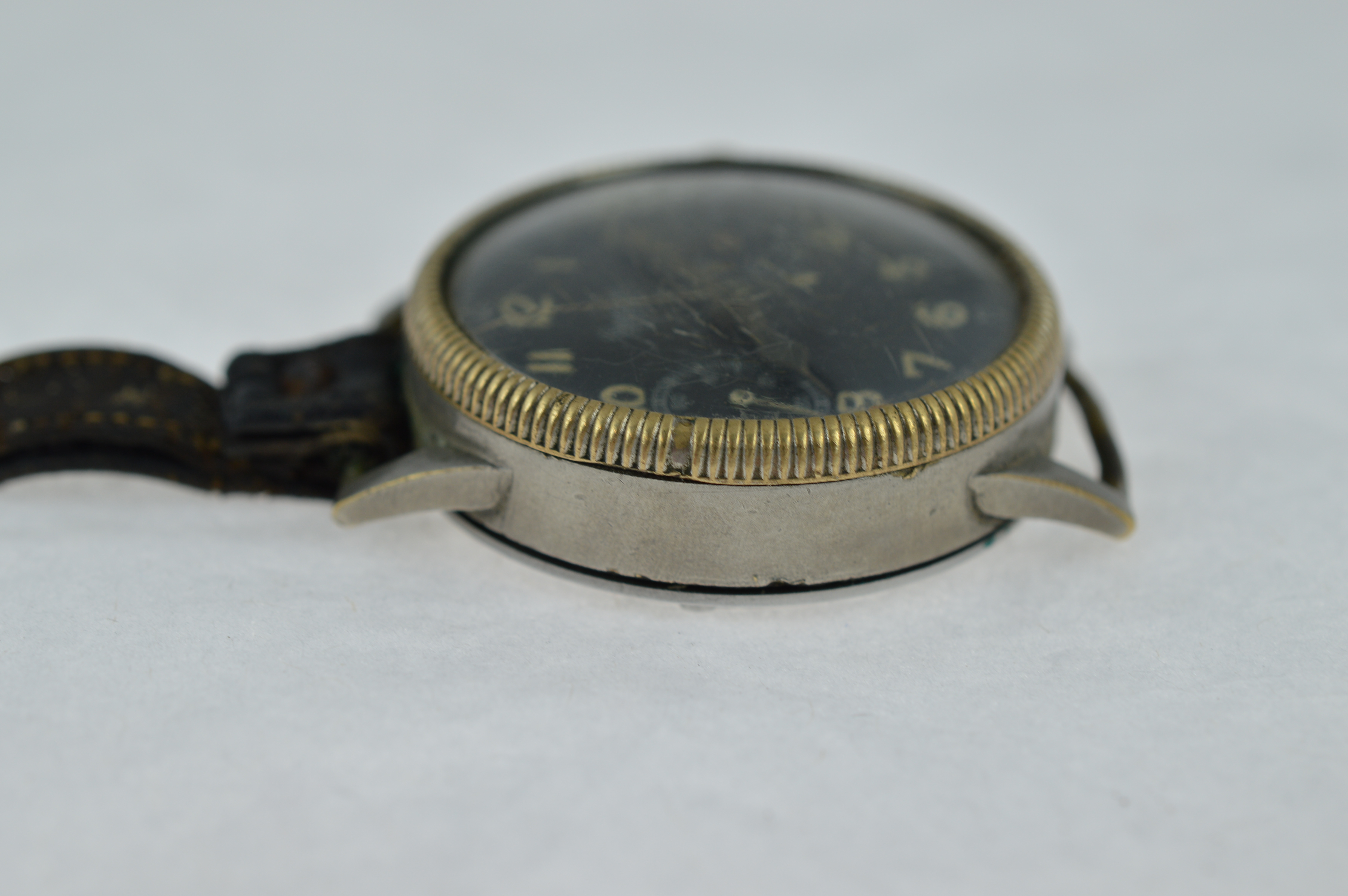 A rare gents German military Hanhart pilots wristwatch, with subsidiary dials for seconds & minutes, - Image 4 of 8