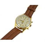 A circa 1950's Delbana chronograph mechanical gold plated gents wristwatch, chronograph functions