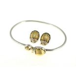 TIFFANY & Co - A matching set of rare 18ct yellow gold & silver Tiffany scarab bangle & earrings,