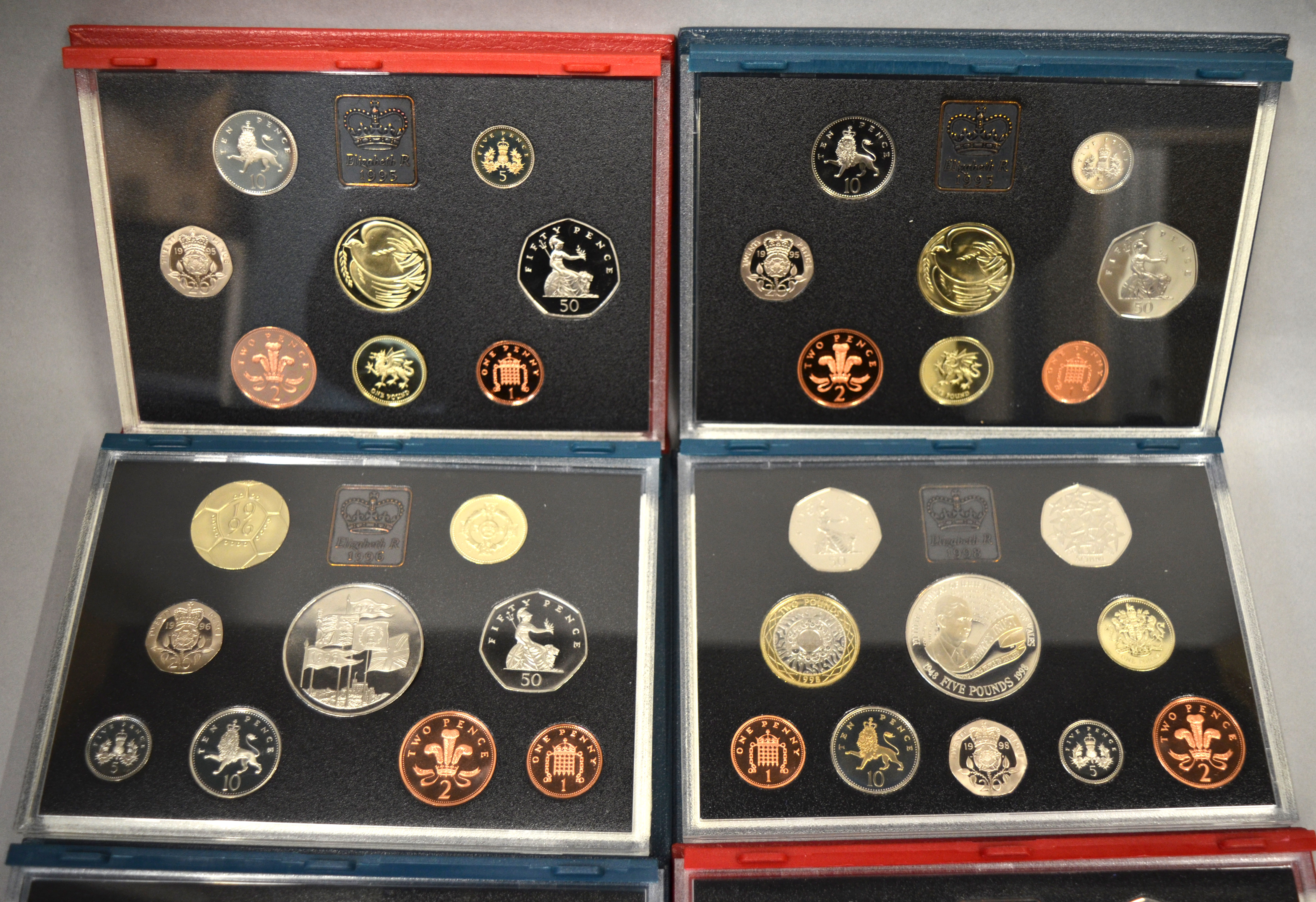 ROYAL MINT - Six Deluxe proof coin sets 1995 (x2), 1996, 1998 (x2) & 1999 - Image 2 of 2