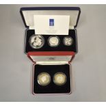 ROYAL MINT - A 1996 United Kingdom silver proof coin set £5, £2, & £1 with certificate & fitted case