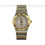 OMEGA - A ladies Bi-Metal Omega Constellation quartz wristwatch dated 2004, with mother of pearl