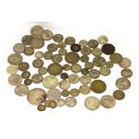 A bagged quantity of silver coins, pre 1920 to include a crown approx 157gms, pre 1947 approx