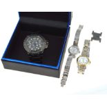 Three quartz wristwatches to include a gents Guess in box together with two ladies, a Rotary &