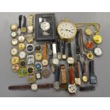 A boxed quantity of mechanical/quartz wrist & pocket watches, some working most A/F