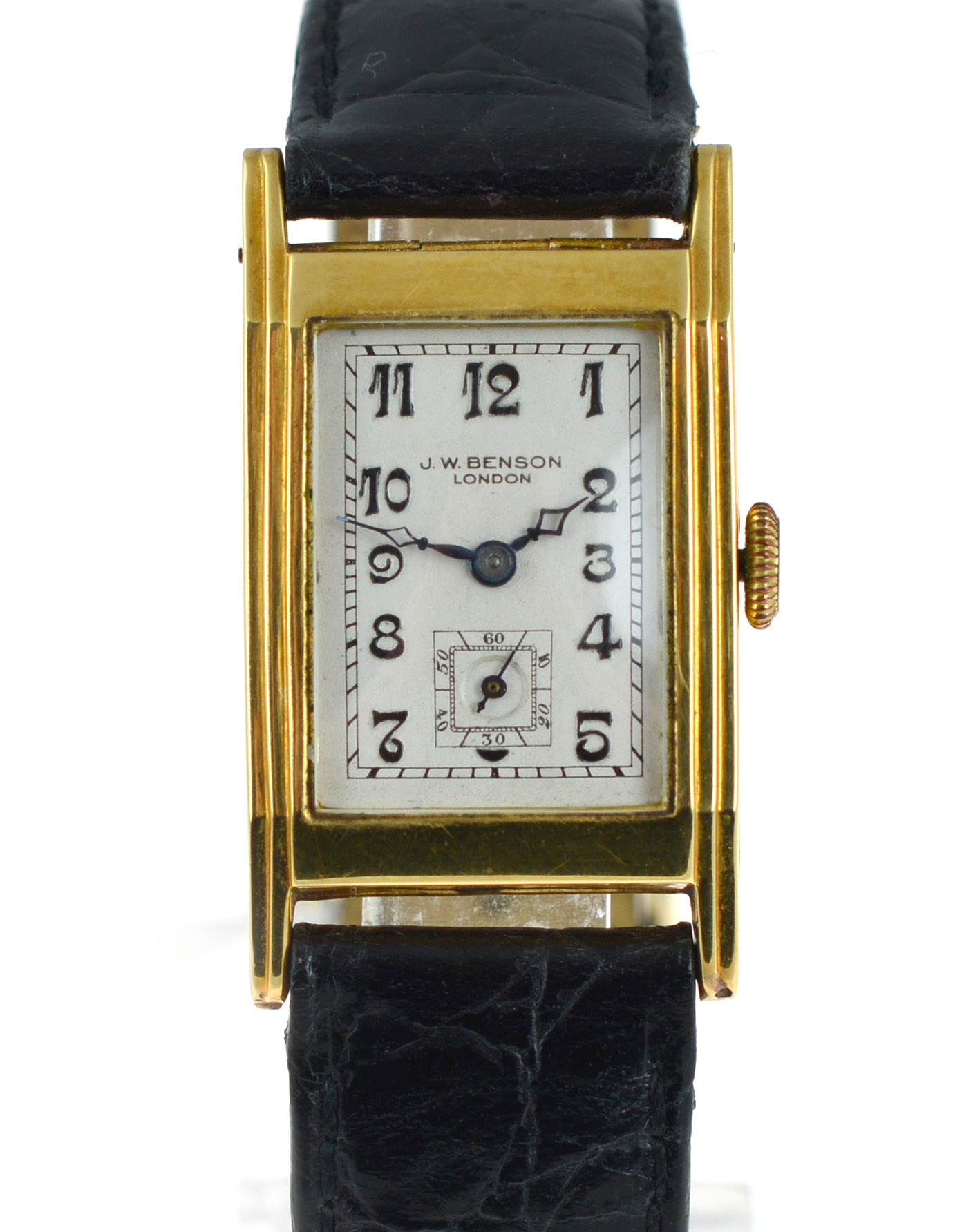 J.W. BENSON - A 1930's 18ct yellow gold gents J.W. Benson mechanical wristwatch, H/M Glasgow 1934,