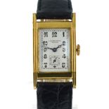 J.W. BENSON - A 1930's 18ct yellow gold gents J.W. Benson mechanical wristwatch, H/M Glasgow 1934,