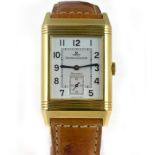 JAEGER-LE COULTRE - A gents 18ct yellow gold Jaeger-LeCoultre Grand Taille Reverso mechanical