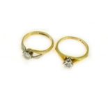 Two 18ct H/M diamond set rings, sizes M & N, approx gross weight 7gms