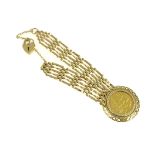 A 9ct H/M half sovereign set bracelet, sovereign dated 1982, approx gross weight 12.7gms