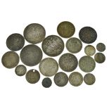 A bagged quantity of pre 20 silver coins to include three crowns, approx gross weight 155gms,