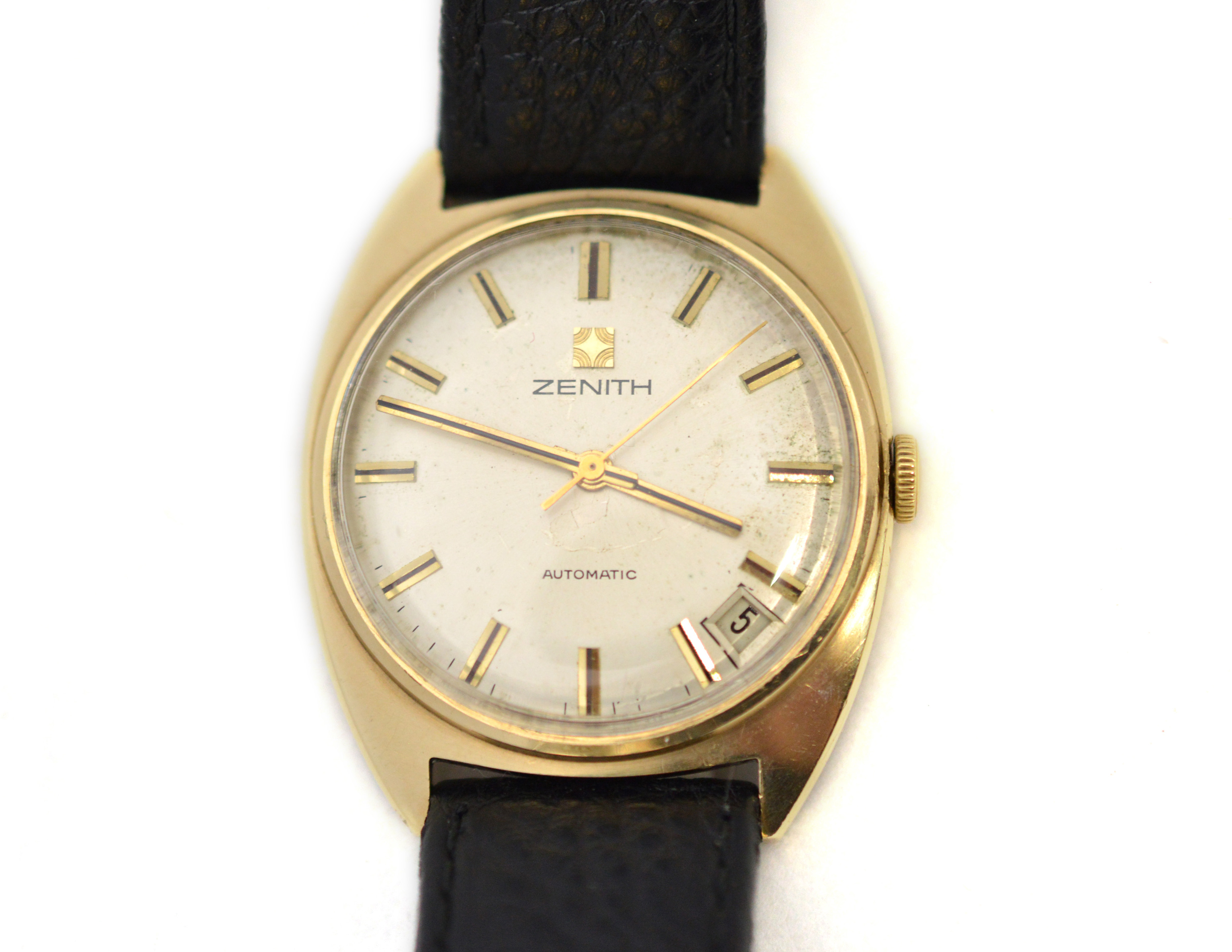 ZENITH - A gents 9ct gold Automatic Zenith wristwatch, approx 35mm, H/M London 1973, the silvered