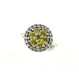 A 9ct H/M Ambanja Demantoid Garnet & White Zircon ring, size J, approx gross weight 2.2gms, with