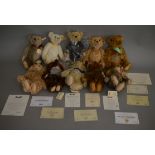 10 unboxed Steiff bears which includes 2002, 2005, 2008, 2017 bears etc, mostly come with