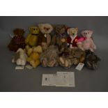 12 unboxed Steiff bears which includes Noel Christmas Bear, Hope, Memories, Hannes, Winnie The