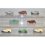 8 unboxed Dinky Toys including 36c Humber, 39e Chrysler Royal Sedan  and 2 x 30F Ambulance models.