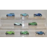 8 unboxed Dinky Toys including 36b Bentley and 3 x 36 series Rover models. Models have varying