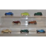 7 unboxed Dinky Toys including 30a Chrysler Airflow, 30b Rolls Royce etc. together with a white
