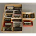 O Gauge. 16 unboxed kit built Wagons including 6 open wagons and 10 vans of various types, overall