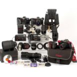 A Large Box of Minolta & Canon Cameras & Lenses. To include Canon T70, Minolta 7000i & 8000i AF