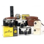 Three Corfield Periflex Cameras, with Lenses & Accessories. To include Periflex 2 (shutter sticks