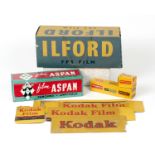 Group of Film Advertising Display Items. Comprising a large, cardboard hanging Ilford 4-sided FP3