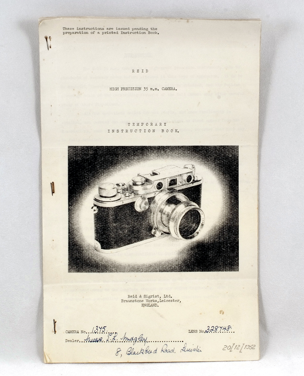 A Rare 'Temporary Instruction Book' for Reid III, Type I Camera. A contemporary, 13-page foolscap - Image 2 of 3