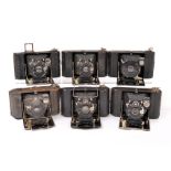 Six Butcher Watch Pocket Folding Carbine Cameras. Various models, lens & shutter combinations (