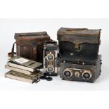 Two LARGE French Stereo / Panoramic Cameras. Jeanneret et Cie Monobloc camera with plates (can be