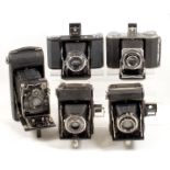 Group of Five Folding Cameras, inc Uncommon Chinese & Gitzo Models. Comprising Zeiss Ikon