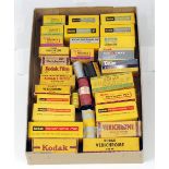 Box of Around 30 Rolls of Unused Vintage Kodak Film, Multiple Formats. (BW).