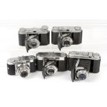 Group of Five Voigtlander Folding 35mm Cameras. Comprising Vito, Vito IIa, Vito B, Perkeo II &