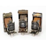 Three Butchers/Ensign Tropical Folding Cameras. Comprising Watch Pocket Carbine and two Carbine