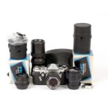 Topcon R3 Automatic Outfit. Comprising camera body with 5.8cm f1.8 & ERC, Topcor RE 28mm f2.8 &