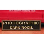 LARGE Edwardian Shop Sign 'Photographic Darkroom'. From Smith's Chemist, Sliver Street, Durham. Hand